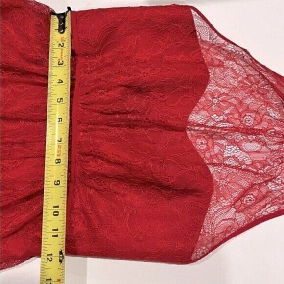 Allover Lace A-Line women long Dress F19635 color apple, red, XS - Picture 13 of 16